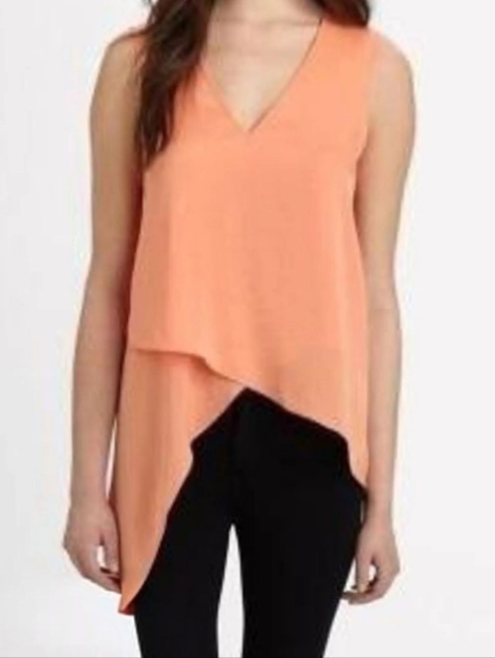 BCBGMaxAzria Coral Sleeveless V-Neck Asymmetric Tunic